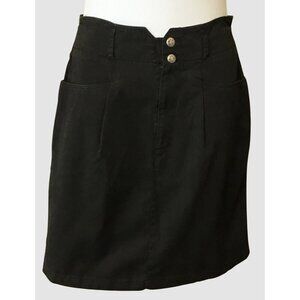 Shazz Ladies Black Cotton Twill Vintage A-Line Skirt with Notched Waist Jrs 7